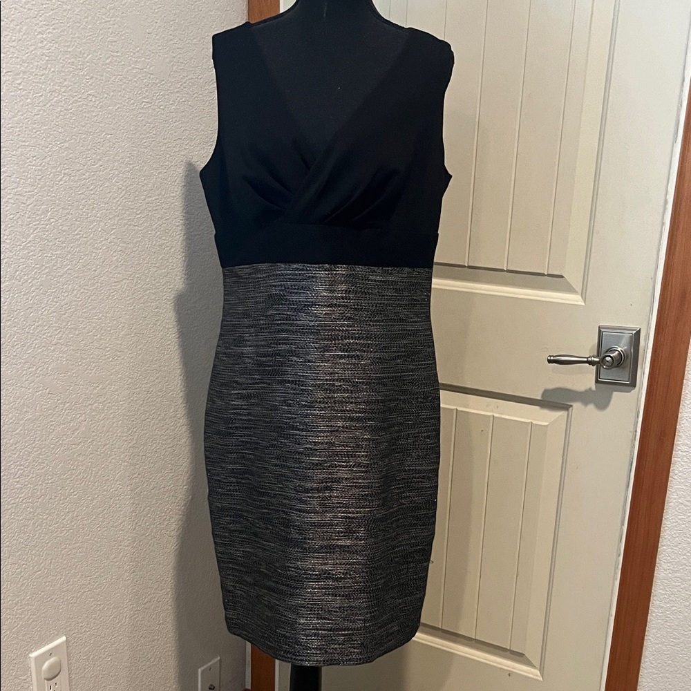 Anne Klein Black and Gray Mini Dress